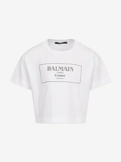 Balmain Babies'  Girls Logo Print T-shirt In White