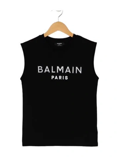 Pre-owned Balmain Kids'  Girls' Logo Sleeveless Top In Black