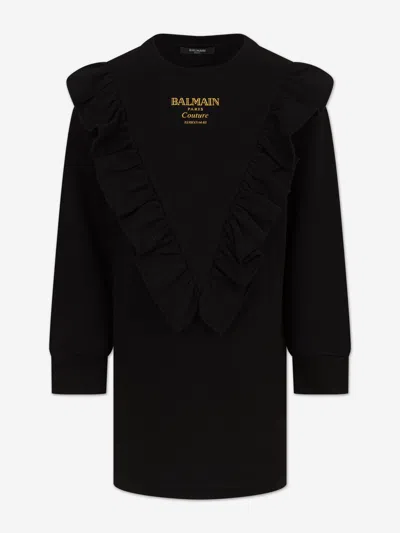 Balmain Babies'  Girls Logo Sweater Dress In Black