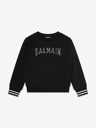 Balmain Kids'  Girls Logo Sweatshirt In Black