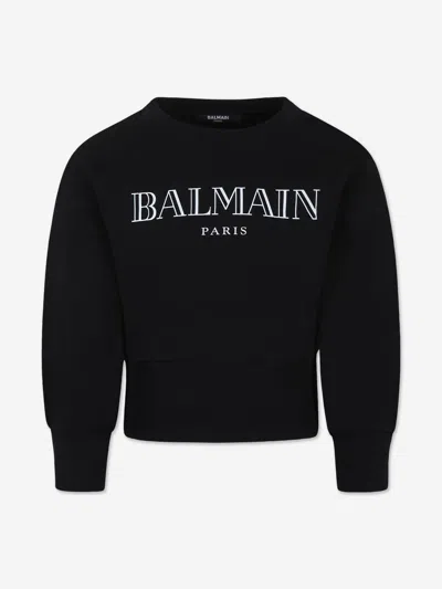 Balmain Kids'  Girls Logo Sweatshirt In Black