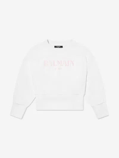 Balmain Kids'  Girls Logo Sweatshirt In White