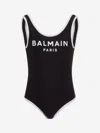 Balmain Girls Logo Swimsuit In Black