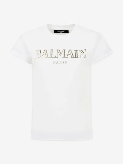 Balmain Babies'  Girls Logo T-shirt In White