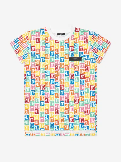 Balmain Babies'  Girls Monogram Jersey Dress In Multicoloured