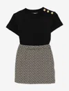Balmain Girls Monogram Logo Dress In Multi
