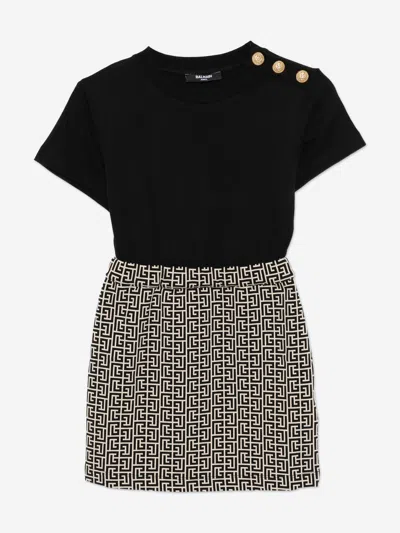 Balmain Babies'  Girls Monogram Logo Dress In Multi