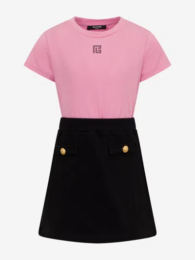 Balmain Babies'  Girls Monogram Logo Jersey Dress In Multi