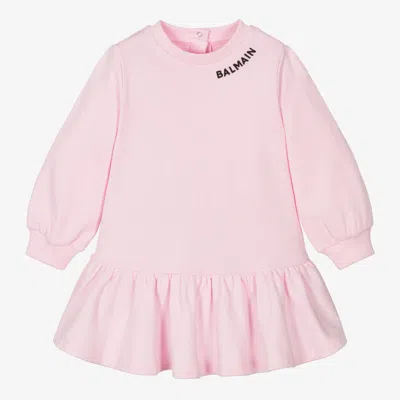 Balmain Babies' Girls Pink Cotton Sweatshirt Dress