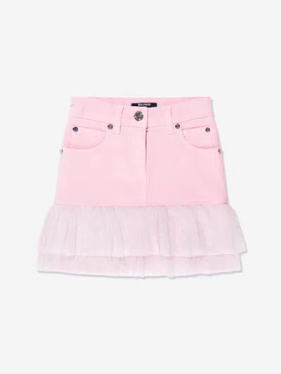 Balmain Kids' Girls Pleated Hem Skirt In Pink
