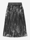 Balmain Black Sequin-embellished Pleated Skirt In Silver