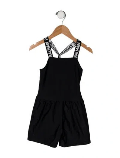 Pre-owned Balmain Kids' Girls' Sleeveless Romper In Black