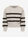 Balmain Girls Striped Sweatshirt In Neutral
