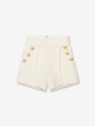 Balmain Kids' Girls Suit Shorts In Ivory
