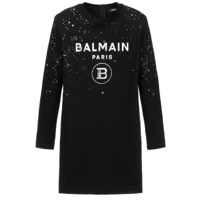 Balmain Girls Teen Black Logo Jersey Dress