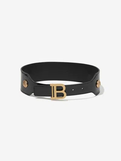 Balmain Babies' Girls Varnished Leather Belt In Black