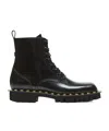 Balmain Glazed Leather Studded Boots In Multi