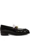 Balmain Sync Glazed Leather Loafers In Black