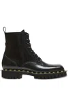 Balmain Glazed Leather Studded Boots In Black