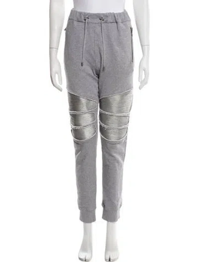 Pre-owned Balmain Glitter Accents Sweatpants In Grey