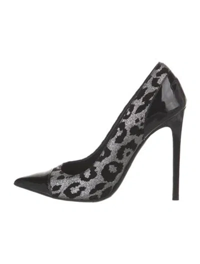 Pre-owned Balmain Glitter Animal Print Pumps In Black
