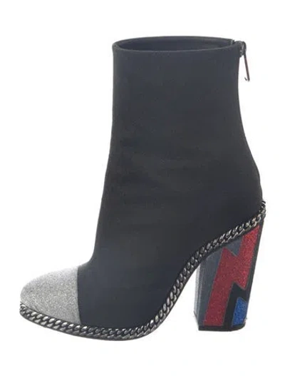 Pre-owned Balmain Glitter Colorblock Pattern Boots In Multi