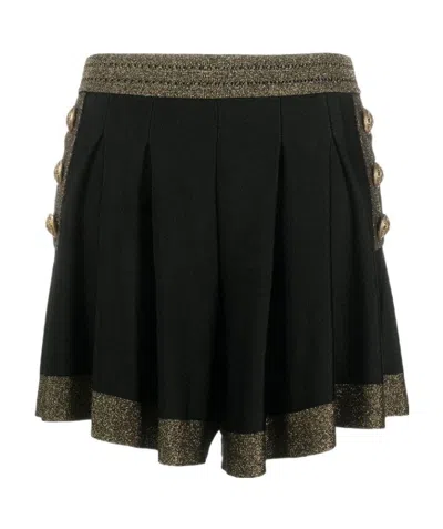 Balmain Glitter-detail High-waisted Shorts In Black