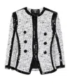 Balmain Collarless Raw-edge Sequined Blazer