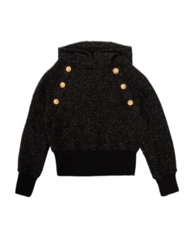 BALMAIN BALMAIN KIDS GLITTER-DETAILED LONG-SLEEVED HOODIE