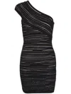 Balmain One-shoulder Sequin-embellished Ribbed-knit Mini Dress In Black