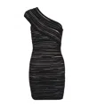 Balmain One-shoulder Sequin-embellished Ribbed-knit Mini Dress In Black