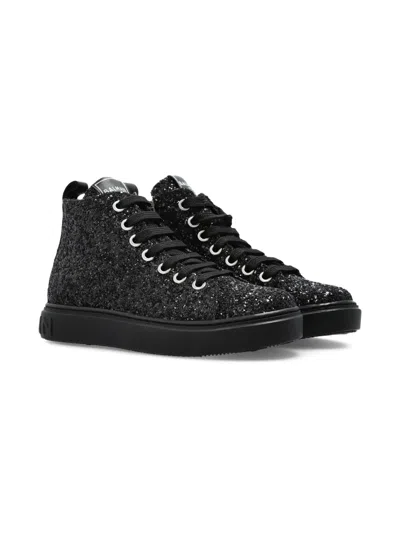 Balmain Kids' Glitter-embellished High-top Sneakers