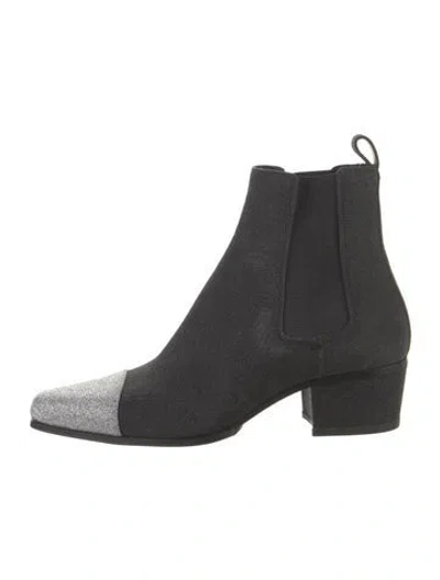 Pre-owned Balmain Glitter Glitter Accents Chelsea Boots In Black