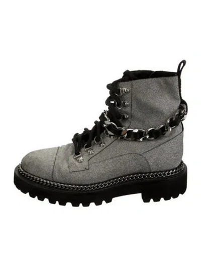 Pre-owned Balmain Glitter Glitter Accents Combat Boots In Multicolor