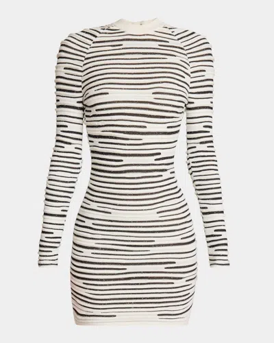 Balmain Glitter Knit Mini Bodycon Dress In White