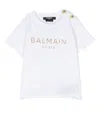 Balmain Glitter-logo Cotton T-shirt In 白色