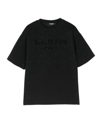 Balmain Glitter T-shirt In Black