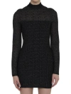 Balmain Glittered Knit Short Dress In Black
