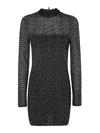 Balmain Monogram Lurex Sheath Dress With Back Zip In Black