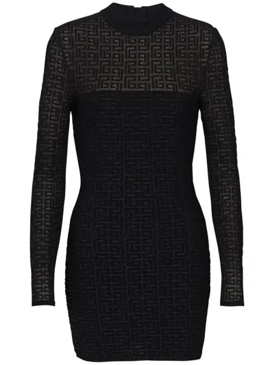 BALMAIN GLITTERED KNIT SHORT DRESS