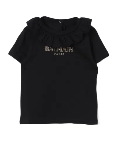 Balmain Glittered-logo T-shirt In Black
