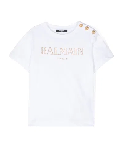 BALMAIN BALMAIN KIDS LOGO PRINTED CREWNECK T-SHIRT