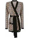 Balmain Glittered Belted Cardigan In Black