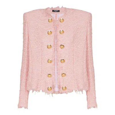 BALMAIN GLITTERED TWEED SPENCER JACKET