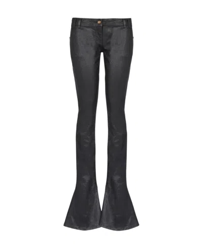 Balmain Glossy Flared Trousers In Black