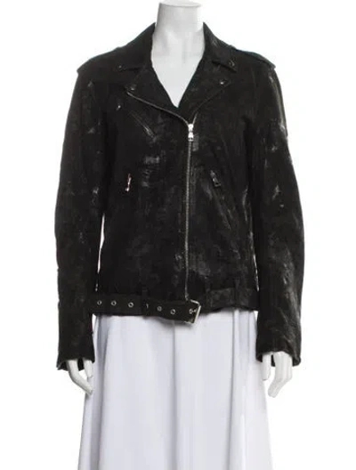 Pre-owned Balmain Goat Leather Biker Jacket In Black