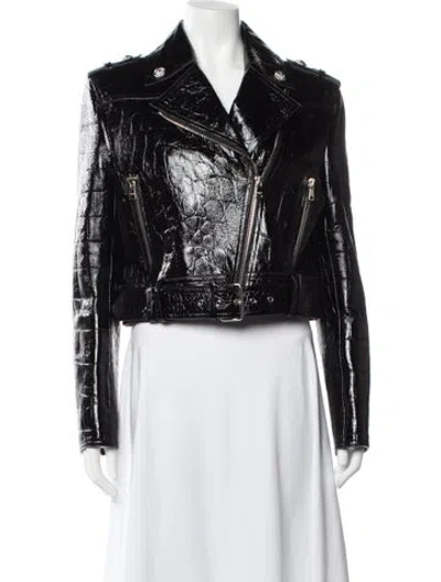 Pre-owned Balmain Goat Leather Biker Jacket W/ Tags In Black