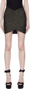 Balmain Gold & Black Metallic Miniskirt In Ead Noir/or