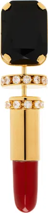 Balmain Lipstick Brooch In Ejn Noir/or/rouge Vi