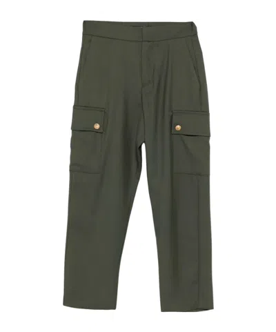 Balmain Gold-button Cargo Trousers In Green